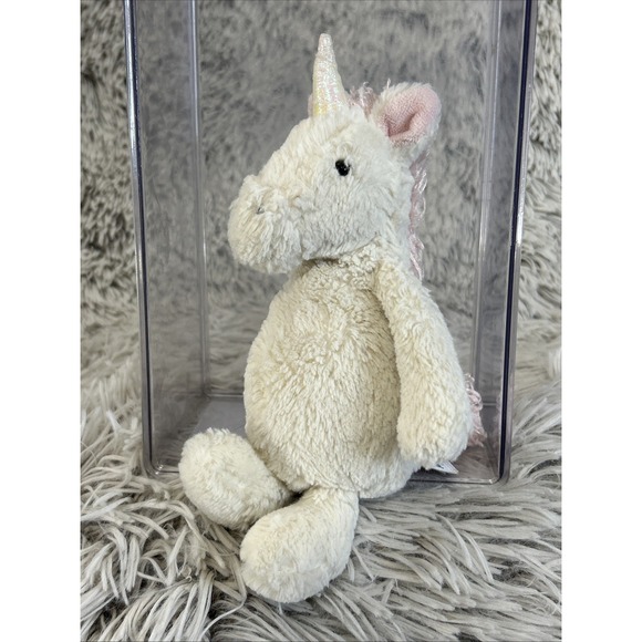 Jellycat London Bashful Unicorn White Pink Mane Plush 8" Stuffed Animal Retired - Picture 2 of 11